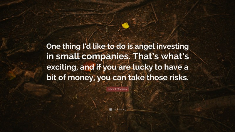 Nick D'Aloisio Quote: “One thing I’d like to do is angel investing in small companies. That’s what’s exciting, and if you are lucky to have a bit of money, you can take those risks.”