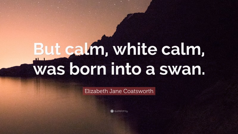 Elizabeth Jane Coatsworth Quote: “But calm, white calm, was born into a swan.”