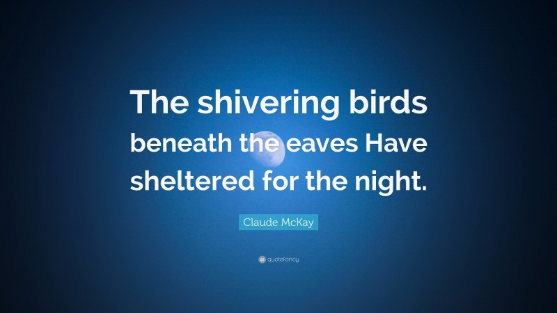Claude McKay Quote: “The shivering birds beneath the eaves Have sheltered for the night.”