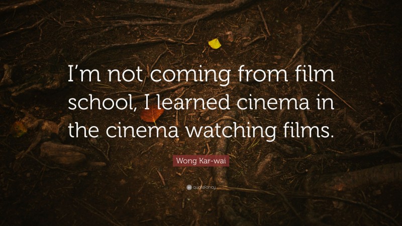 Wong Kar-wai Quote: “I’m not coming from film school, I learned cinema in the cinema watching films.”
