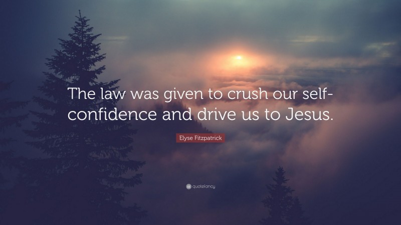 Elyse Fitzpatrick Quote: “The law was given to crush our self-confidence and drive us to Jesus.”