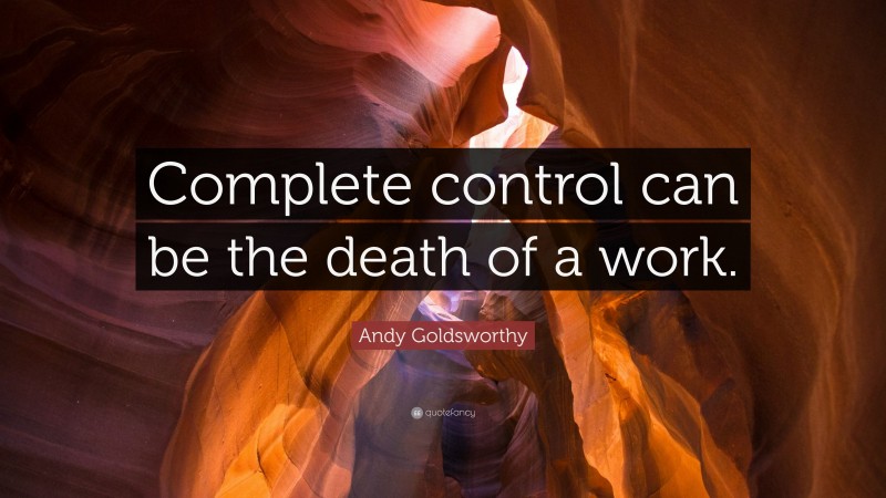 Andy Goldsworthy Quote: “Complete control can be the death of a work.”