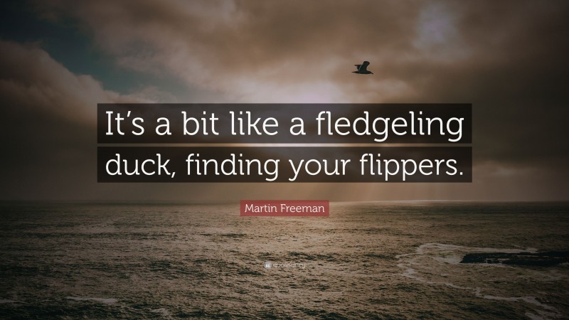 Martin Freeman Quote: “It’s a bit like a fledgeling duck, finding your flippers.”