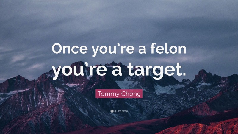 Tommy Chong Quote: “Once you’re a felon you’re a target.”