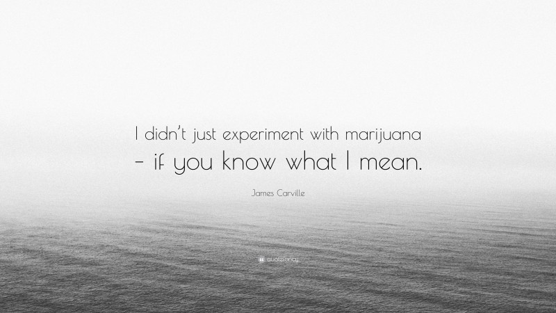James Carville Quote: “I didn’t just experiment with marijuana – if you know what I mean.”