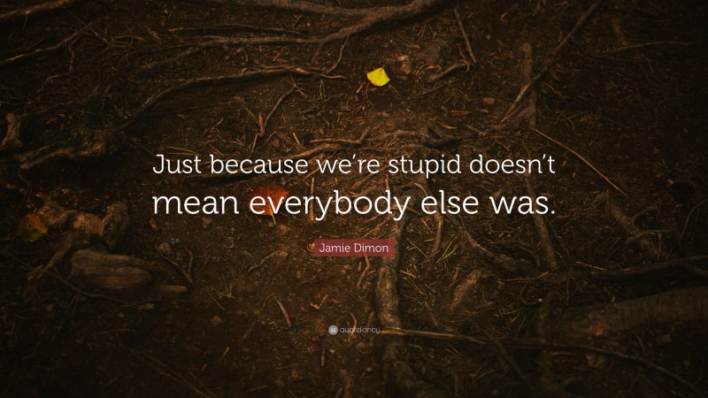 Jamie Dimon Quote: “Just because we’re stupid doesn’t mean everybody else was.”