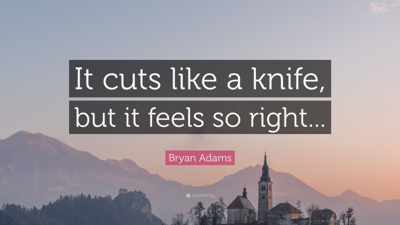 Bryan Adams Quote: “It cuts like a knife, but it feels so right...”