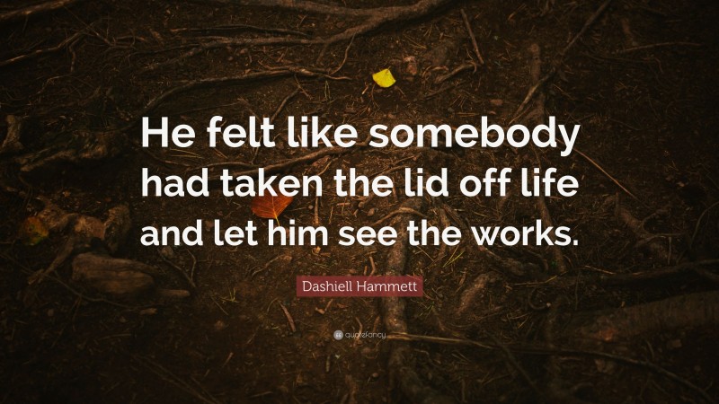 Dashiell Hammett Quote: “He felt like somebody had taken the lid off life and let him see the works.”