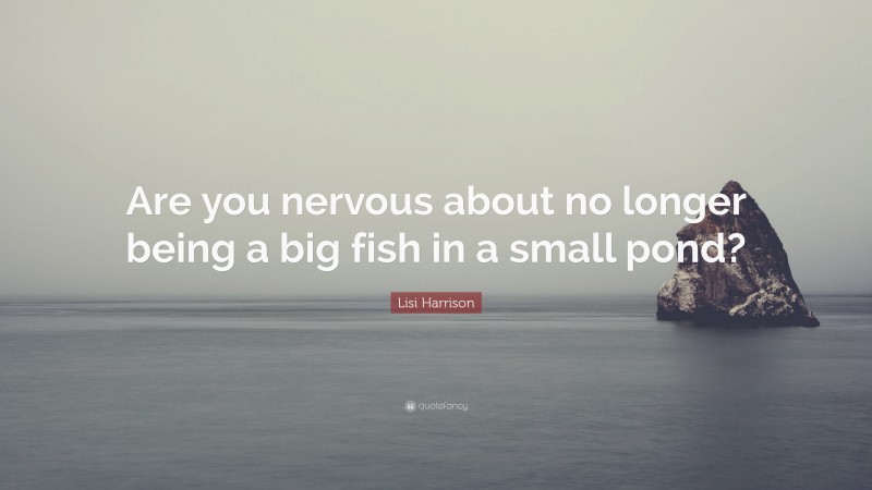 Lisi Harrison Quote: “Are you nervous about no longer being a big fish in a small pond?”