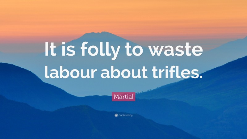 Martial Quote: “It is folly to waste labour about trifles.”