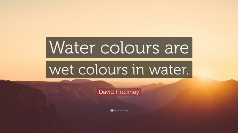 David Hockney Quote: “Water colours are wet colours in water.”
