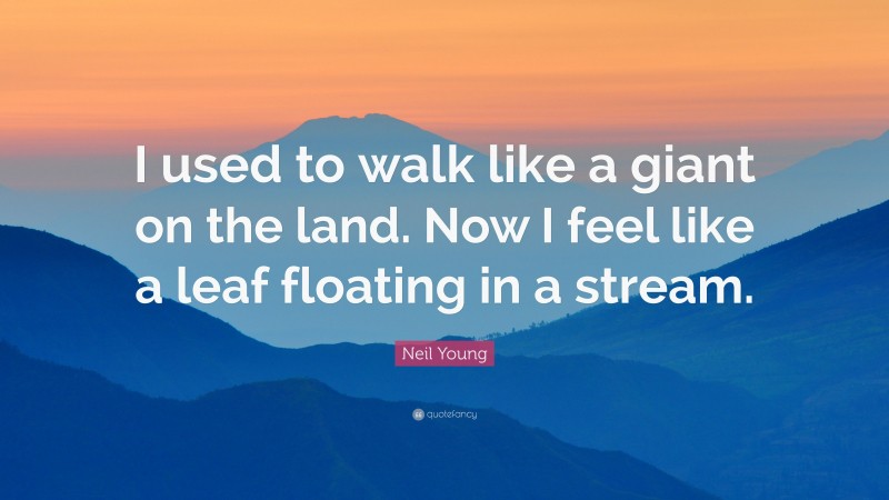 Neil Young Quote: “I used to walk like a giant on the land. Now I feel like a leaf floating in a stream.”
