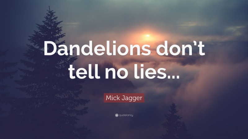 Mick Jagger Quote: “Dandelions don’t tell no lies...”