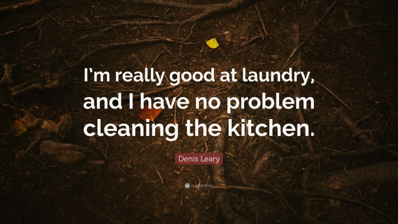 Denis Leary Quote: “I’m really good at laundry, and I have no problem cleaning the kitchen.”