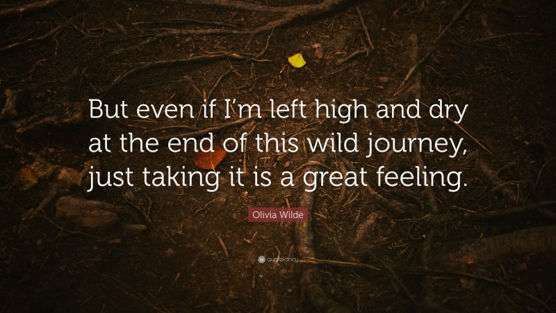 Olivia Wilde Quote: “But even if I’m left high and dry at the end of this wild journey, just taking it is a great feeling.”