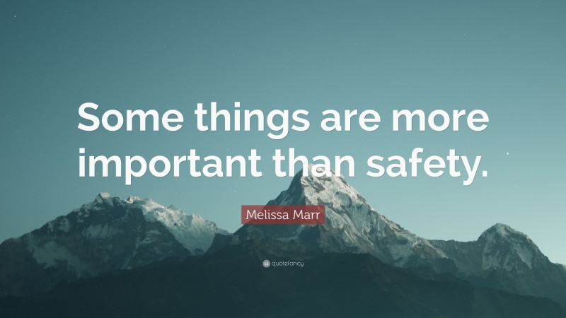 Melissa Marr Quote: “Some things are more important than safety.”
