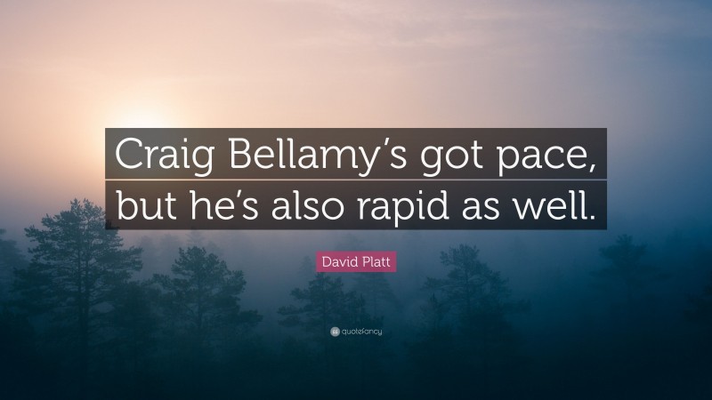 David Platt Quote: “Craig Bellamy’s got pace, but he’s also rapid as well.”