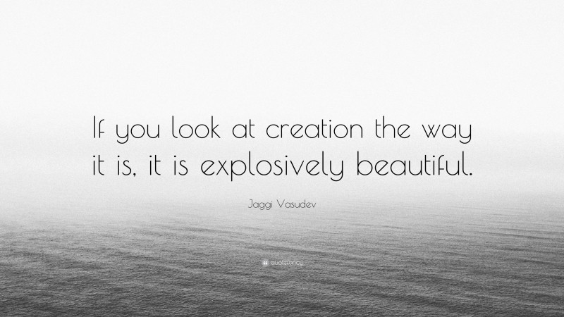 Jaggi Vasudev Quote: “If you look at creation the way it is, it is explosively beautiful.”