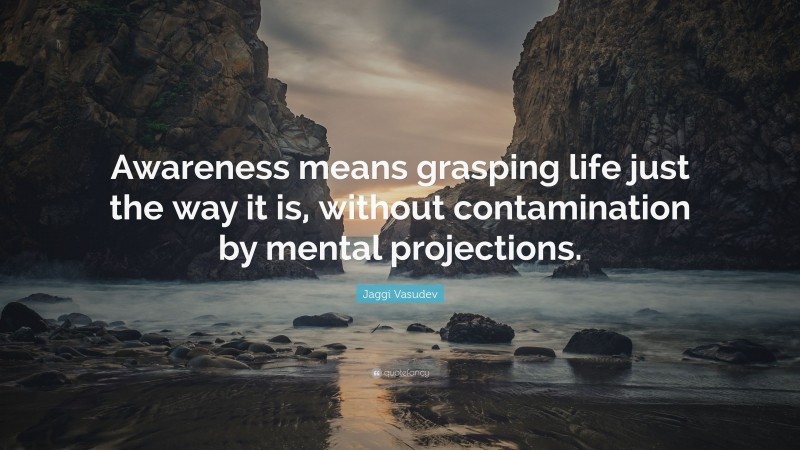 Jaggi Vasudev Quote: “Awareness means grasping life just the way it is, without contamination by mental projections.”