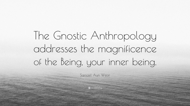 Samael Aun Weor Quote: “The Gnostic Anthropology addresses the magnificence of the Being, your inner being.”