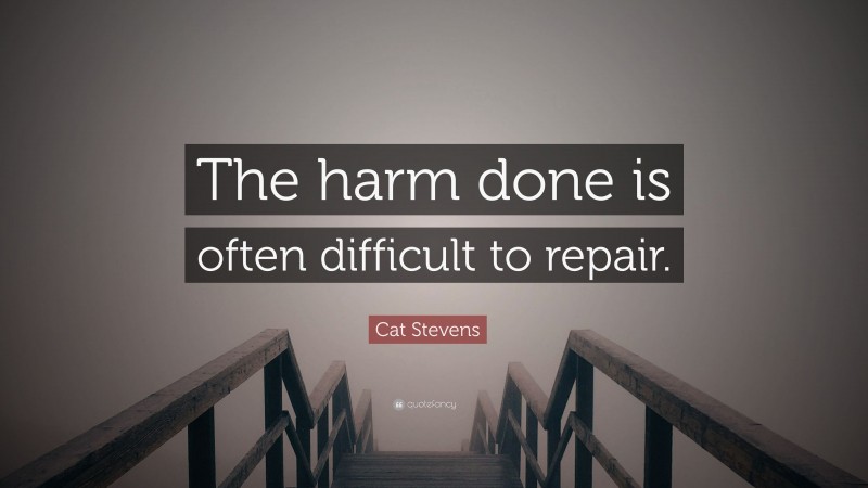Cat Stevens Quote: “The harm done is often difficult to repair.”