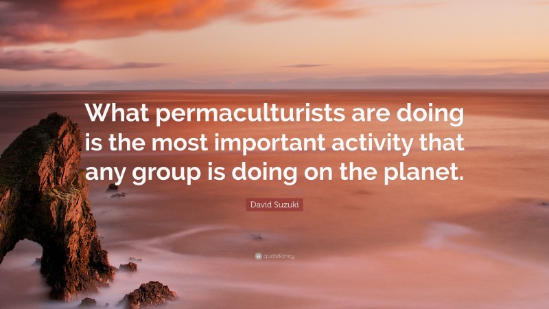 David Suzuki Quote: “What permaculturists are doing is the most important activity that any group is doing on the planet.”