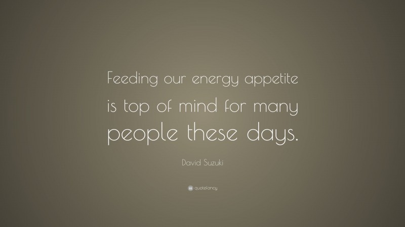 David Suzuki Quote: “Feeding our energy appetite is top of mind for many people these days.”