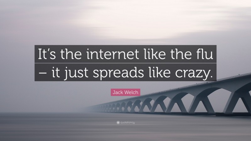 Jack Welch Quote: “It’s the internet like the flu – it just spreads like crazy.”