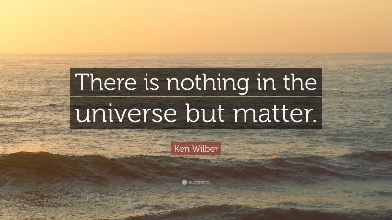 Ken Wilber Quote: “There is nothing in the universe but matter.”