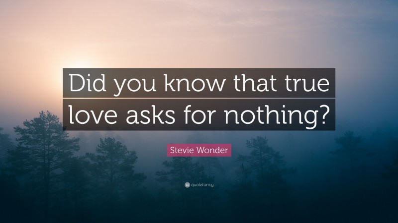 Stevie Wonder Quote: “Did you know that true love asks for nothing?”