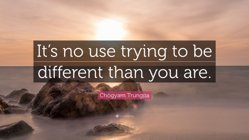 Chögyam Trungpa Quote: “It’s no use trying to be different than you are.”
