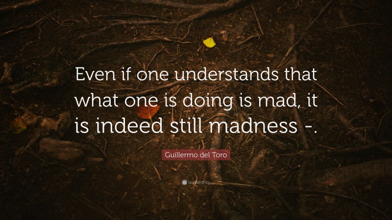 Guillermo del Toro Quote: “Even if one understands that what one is doing is mad, it is indeed still madness -.”