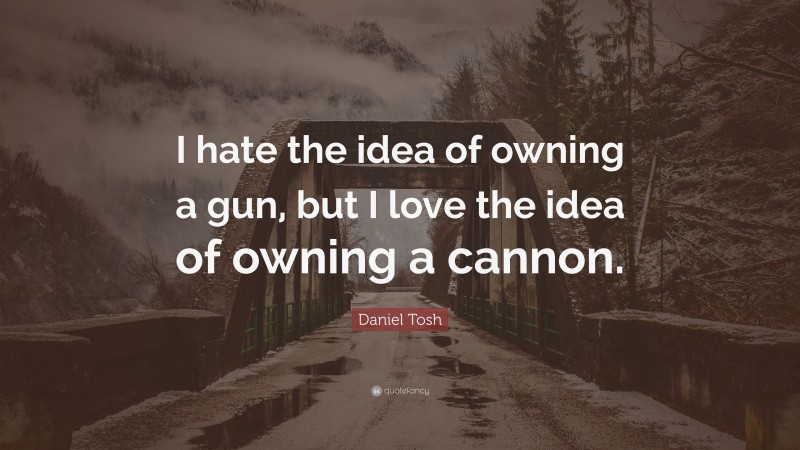 Daniel Tosh Quote: “I hate the idea of owning a gun, but I love the idea of owning a cannon.”