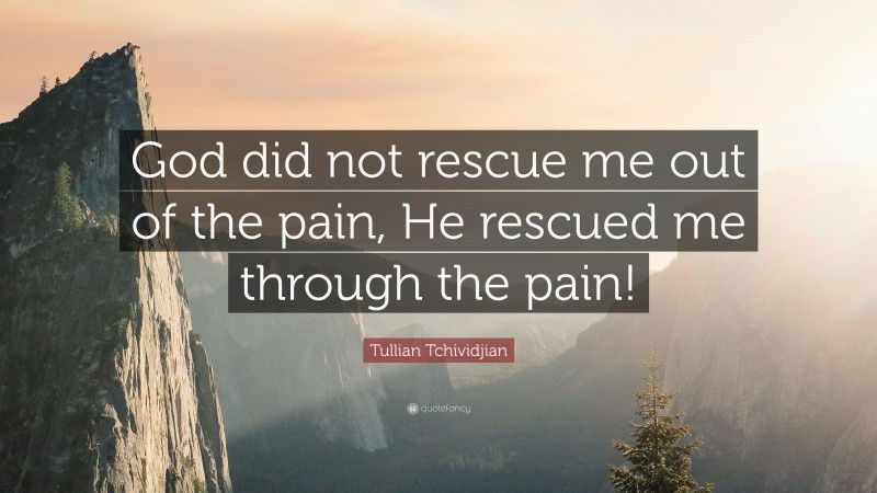 Tullian Tchividjian Quote: “God did not rescue me out of the pain, He rescued me through the pain!”