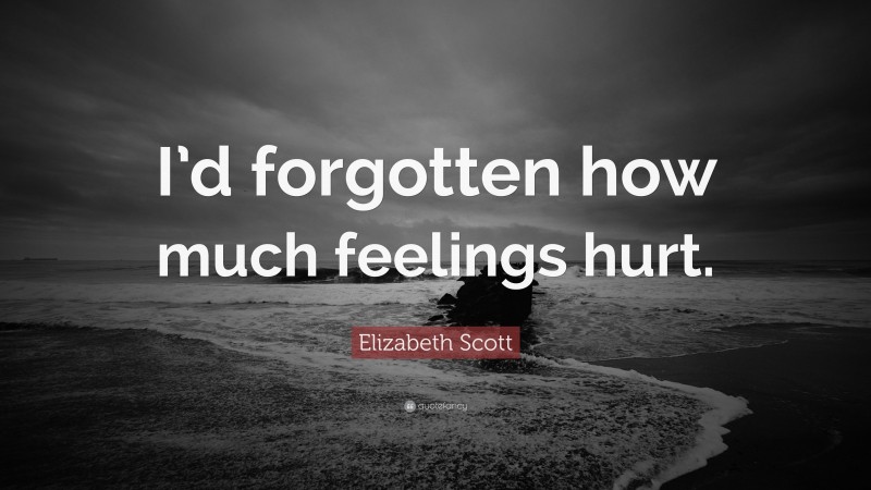 Elizabeth Scott Quote: “I’d forgotten how much feelings hurt.”