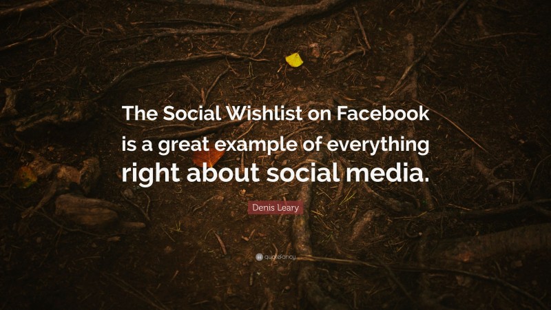 Denis Leary Quote: “The Social Wishlist on Facebook is a great example of everything right about social media.”