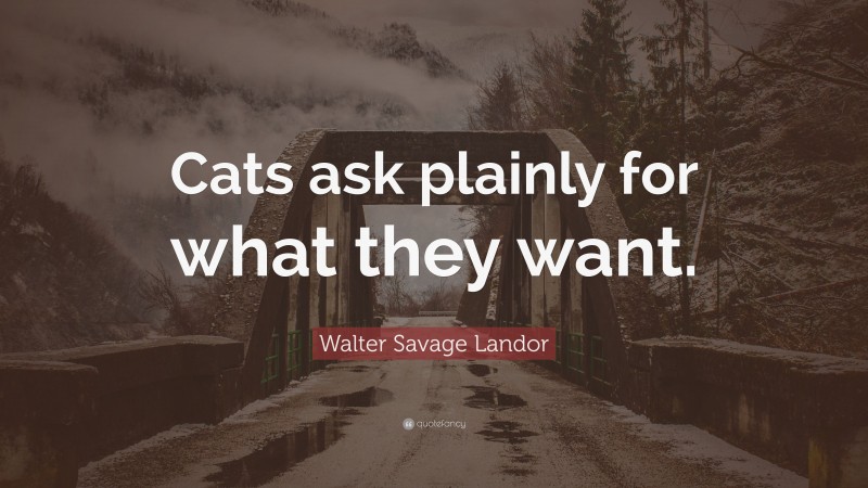 Walter Savage Landor Quote: “Cats ask plainly for what they want.”
