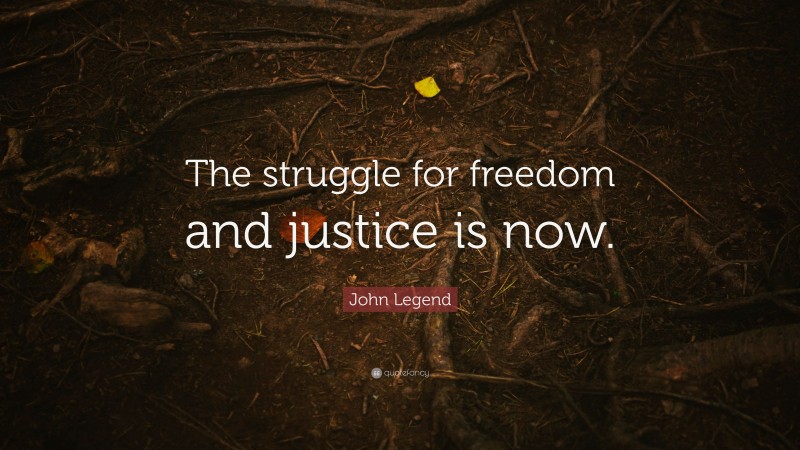 John Legend Quote: “The struggle for freedom and justice is now.”