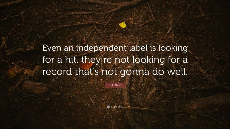 Talib Kweli Quote: “Even an independent label is looking for a hit, they’re not looking for a record that’s not gonna do well.”