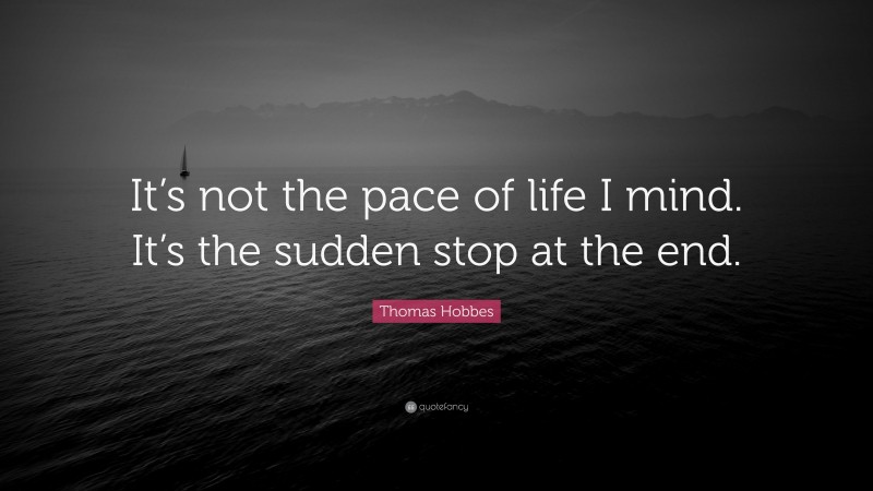 Thomas Hobbes Quote: “It’s not the pace of life I mind. It’s the sudden stop at the end.”