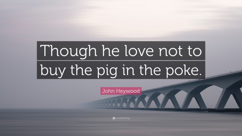 John Heywood Quote: “Though he love not to buy the pig in the poke.”