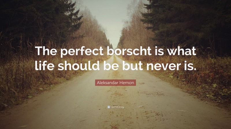 Aleksandar Hemon Quote: “The perfect borscht is what life should be but never is.”