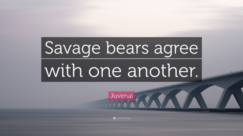 Juvenal Quote: “Savage bears agree with one another.”