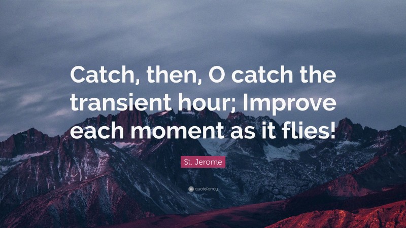 St. Jerome Quote: “Catch, then, O catch the transient hour; Improve each moment as it flies!”
