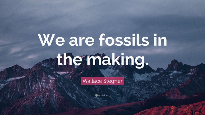 Wallace Stegner Quote: “We are fossils in the making.”