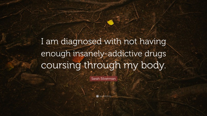 Sarah Silverman Quote: “I am diagnosed with not having enough insanely-addictive drugs coursing through my body.”