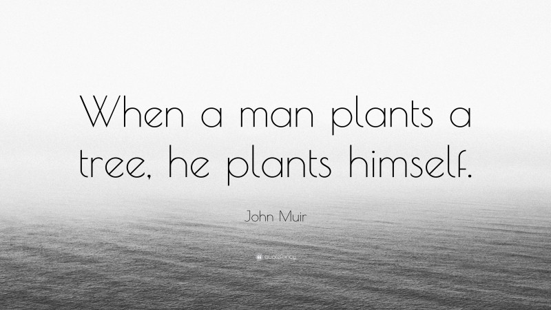 John Muir Quote: “When a man plants a tree, he plants himself.”