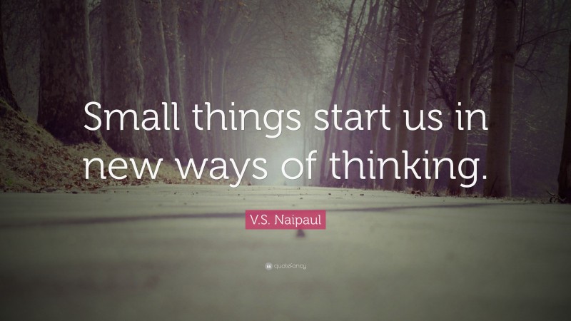 V.S. Naipaul Quote: “Small things start us in new ways of thinking.”