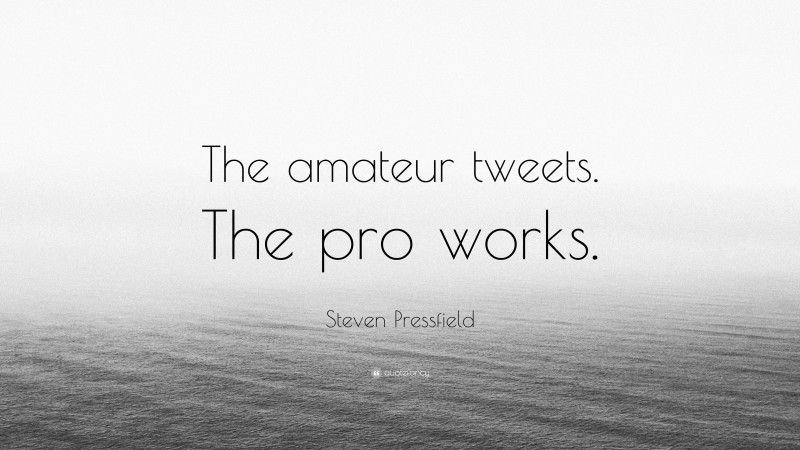 Steven Pressfield Quote: “The amateur tweets. The pro works.”