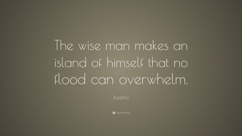 Buddha Quote: “The wise man makes an island of himself that no flood can overwhelm.”